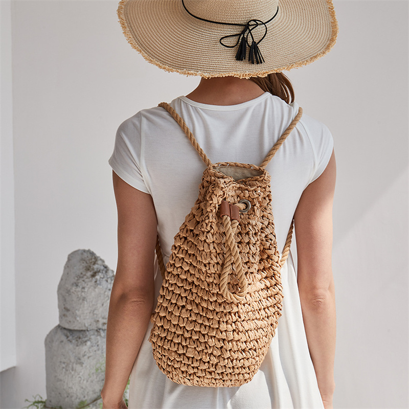 Women'S Raffia Bags - حقائب ظهر من القش للنساء ،