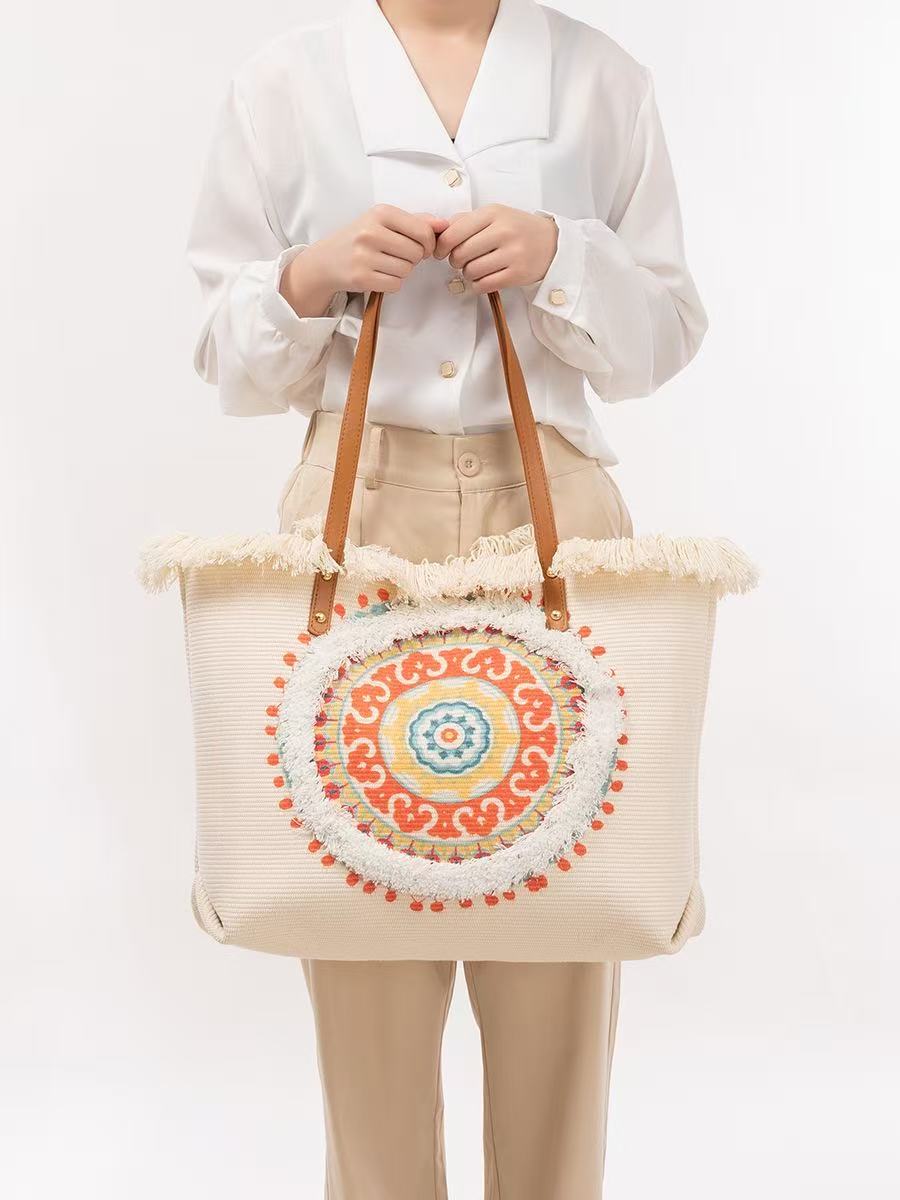 حقيبة الرافية مع رقعة ماندالا  - مراجعة Women'S Raffia Bags وسعره