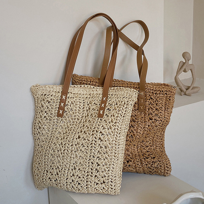 مربع جوفاء القش حقيبة شاطئية ا - مراجعة Women'S Raffia Bags وسعره